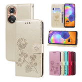 Rose Embossed Flip PU Leather Phone Case
